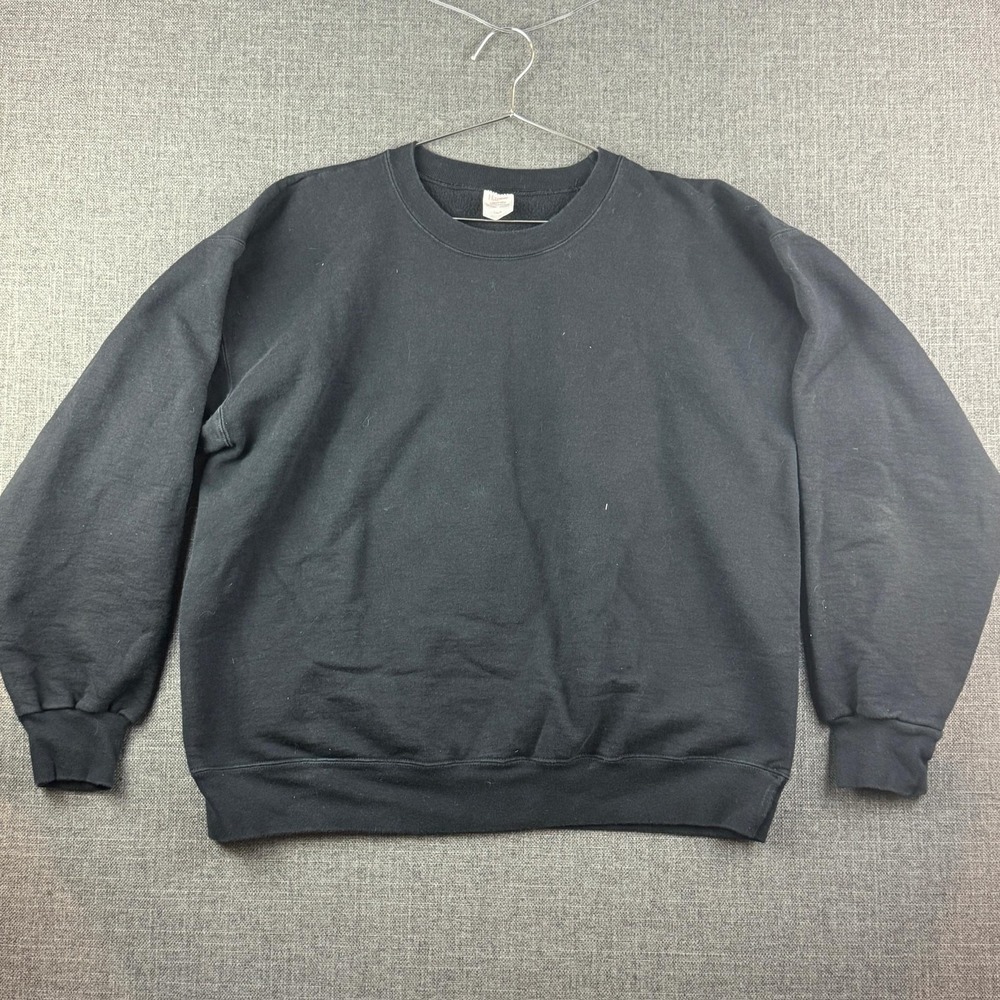 Hanes Sweatshirt Mens Large Black Ultimate Cotton Crewneck Pullover Classic Warm